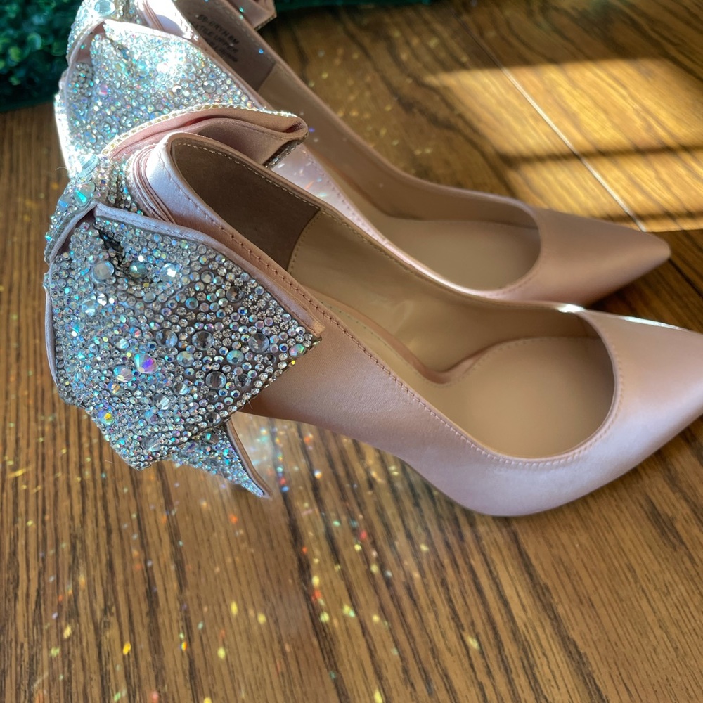 NWOT Blue by Betsy Johnson Rhinestone Bow Heels